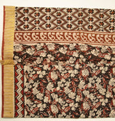 Black Chanderi Temple Print Saree With Gold Border - MIRASILKS Black Chanderi Temple Print Saree With Gold Border